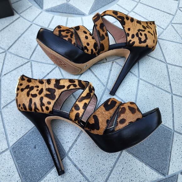 Vince Camuto Melva Leopard Print Calf Hair Strappy Stiletto Sandals 7.5 - Picture 14 of 14